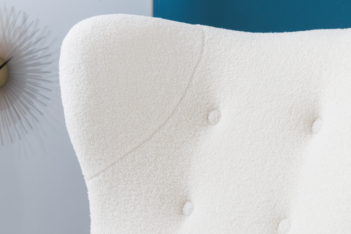 Ohrensessel DON mit goldenen Kappen Bouclé weiß