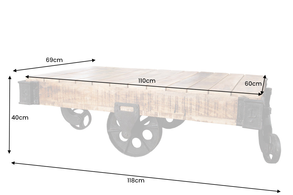 Coffee table RAILWAY 110cm mango wood