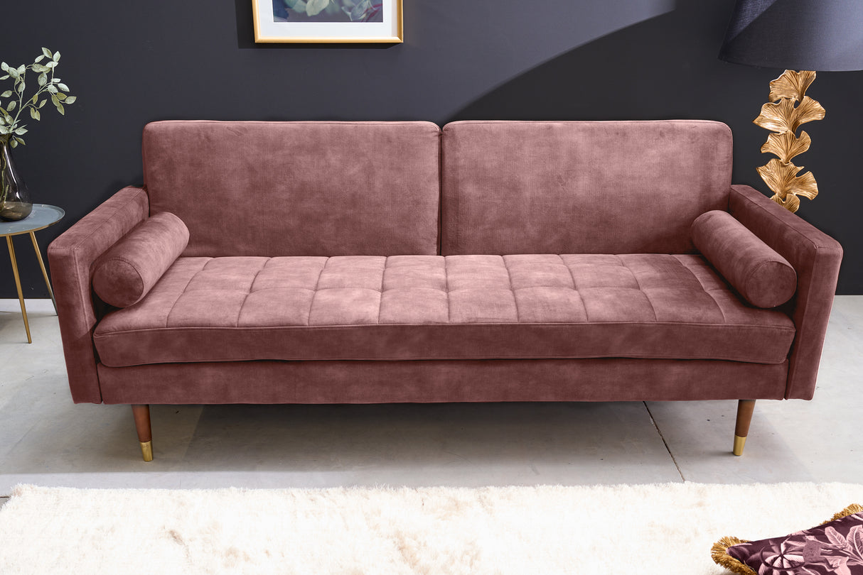 Sofa bed COUTURE 200cm micro velour dusky pink