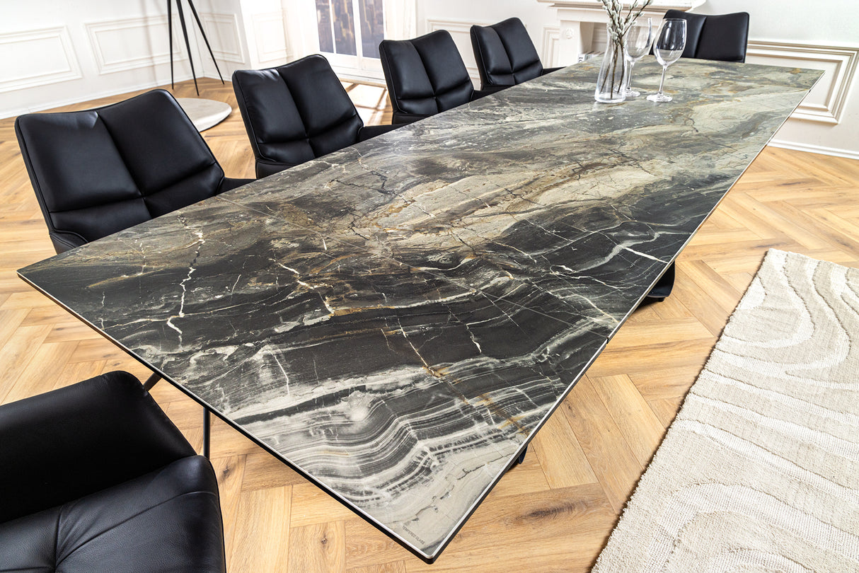 Esstisch INFINITY 180-220-260cm ausziehbar Keramik Marmoroptik taupe