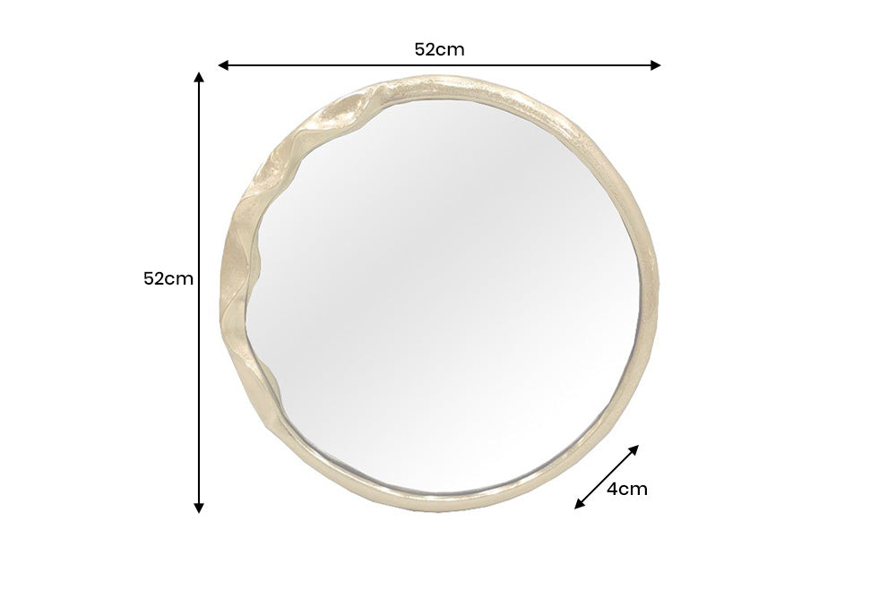 Wall mirror PORTRAIT 55cm wavy frame gold metal handmade