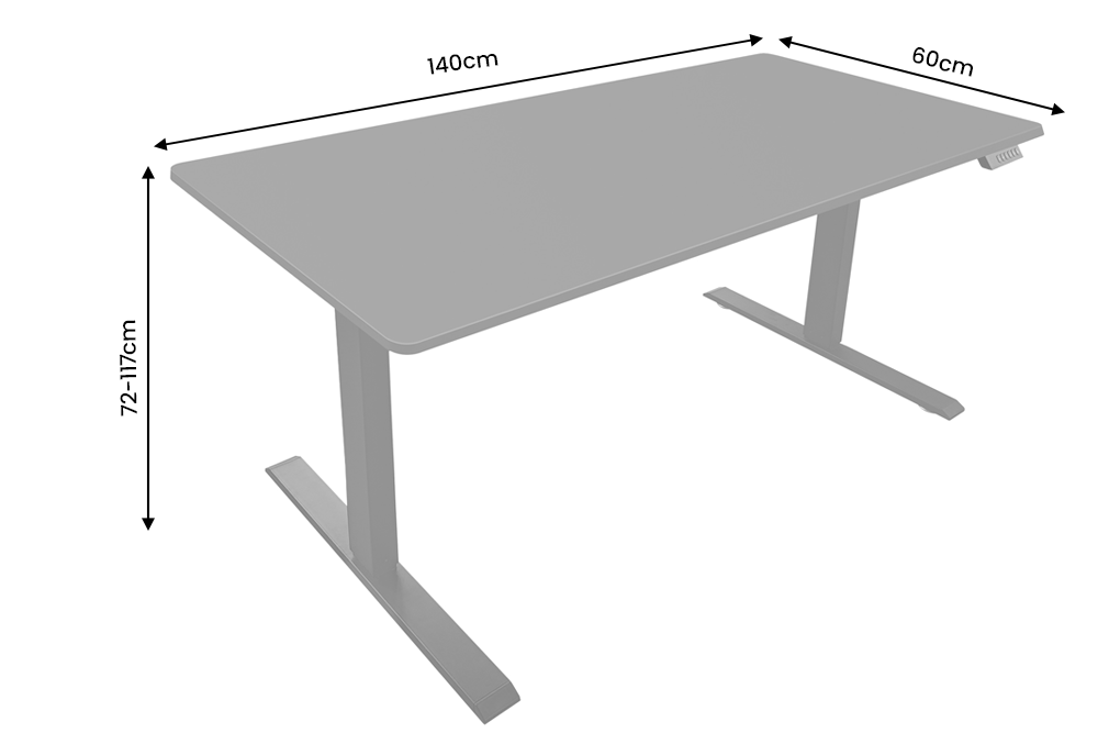 Office desk BLACK DESK 140cm height adjustable anthracite w/ black frame