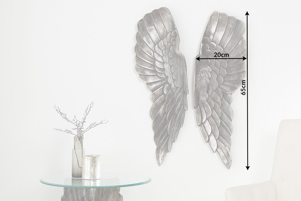 Wall decoration FALLEN ANGEL 65cm antique silver bronze