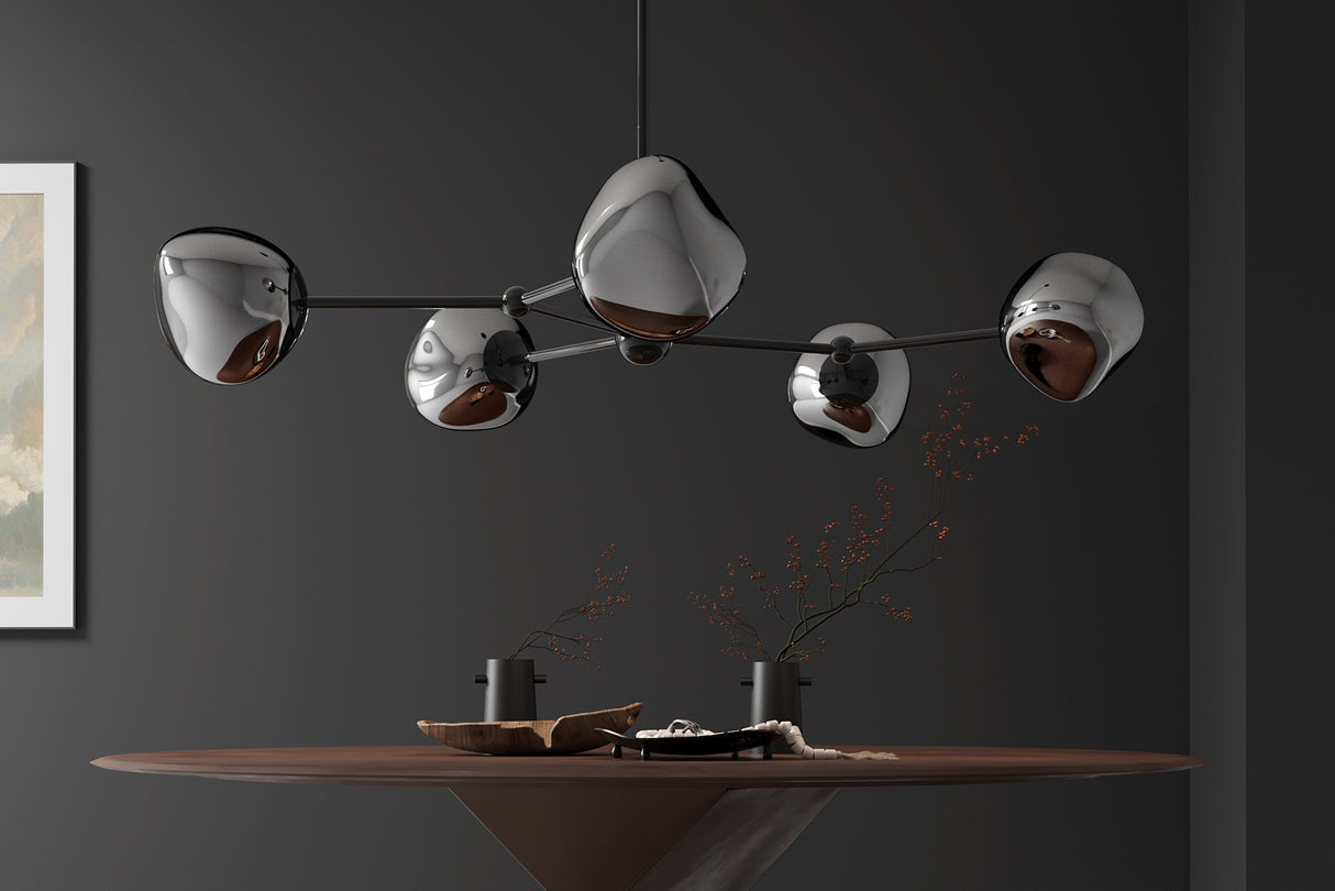 Pendelleuchte LIQUID DIAMOND 5 Glasschirme Rauchoptik