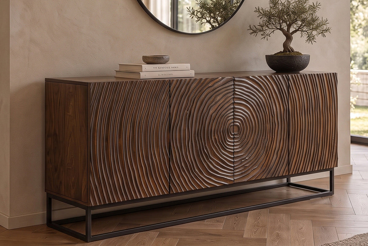 Sideboard ZEN CIRCLE 160cm 3D mango wood dark brown
