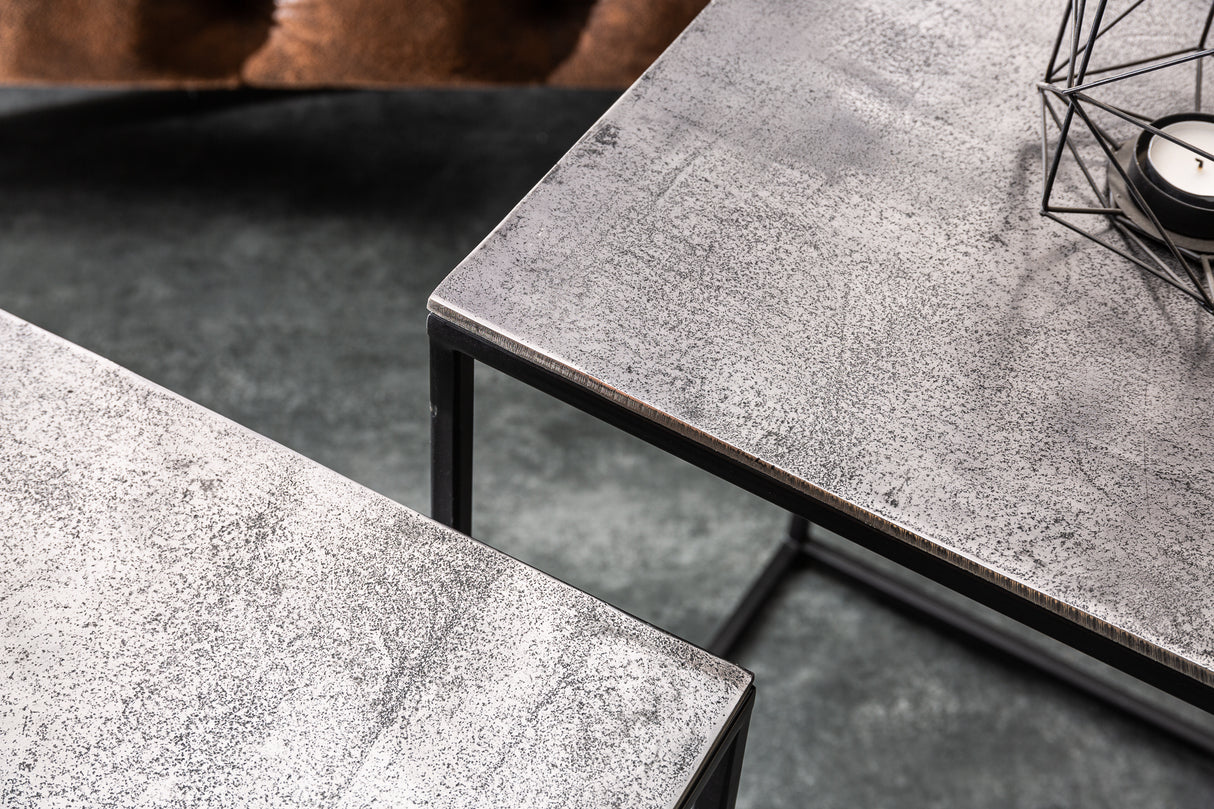 Couchtisch ELEMENTS 50/55cm 2er Set silbergrau