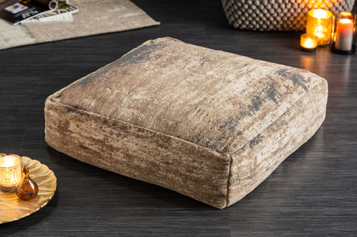 Floor cushion MODERN ART 70cm flat woven fabric brown