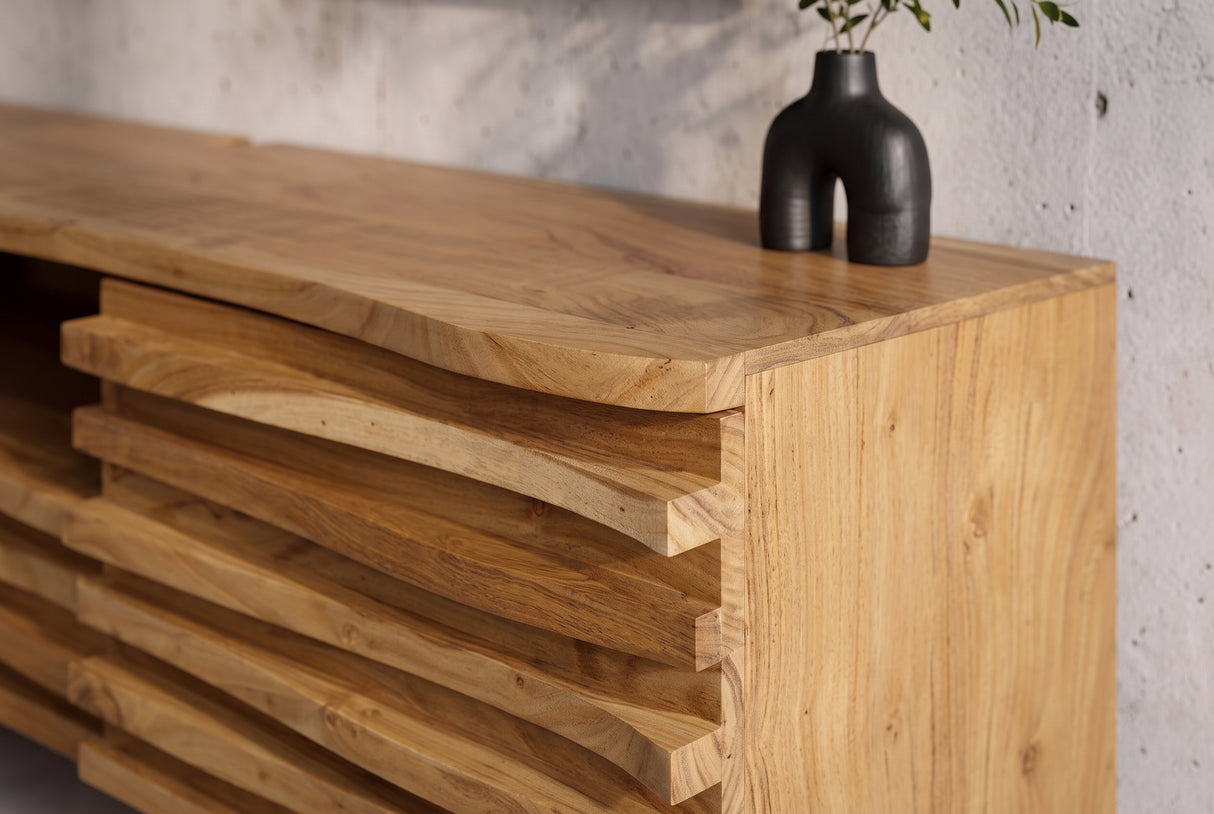 TV lowboard RELIEF 200cm hanging acacia wood natural