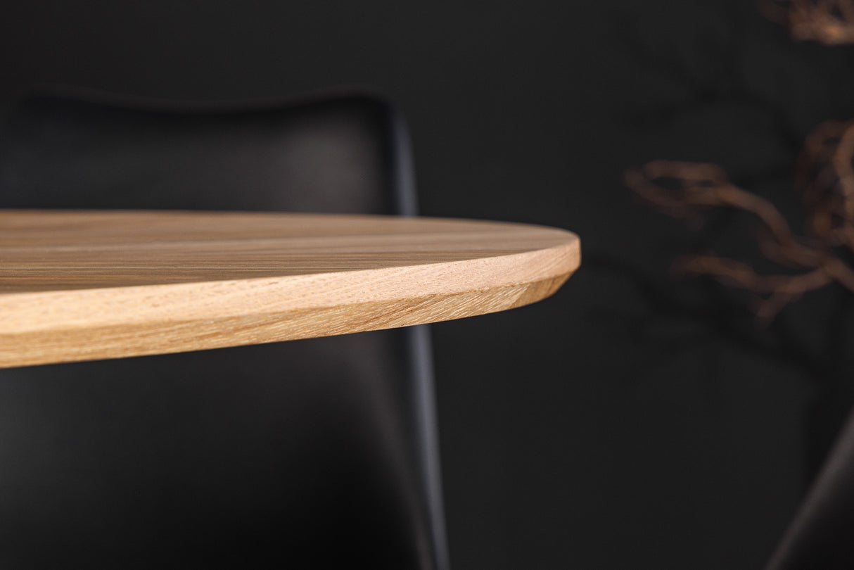 Dining table ATELIER 120cm round natural oak wood look w/ black metal frame