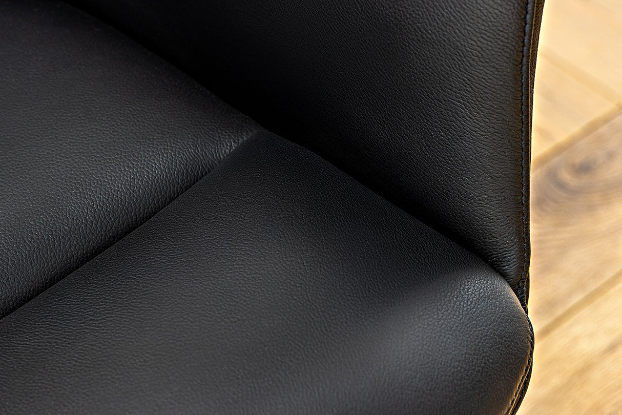 Swivel chair PAPILLON rotatable 360° w/ armrests frame black leather black