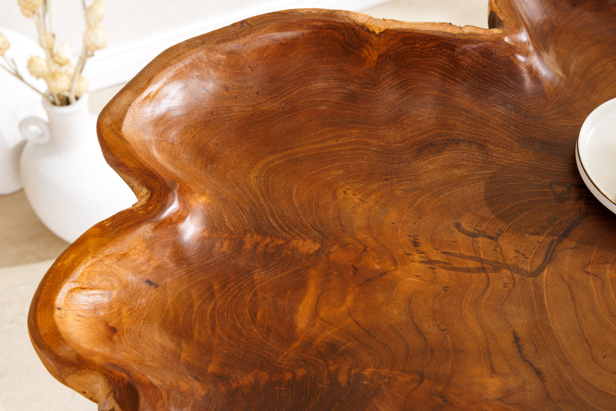 Beistelltisch WILD 65cm Teakholz naturbraun mit Harpinbeinen schwarz