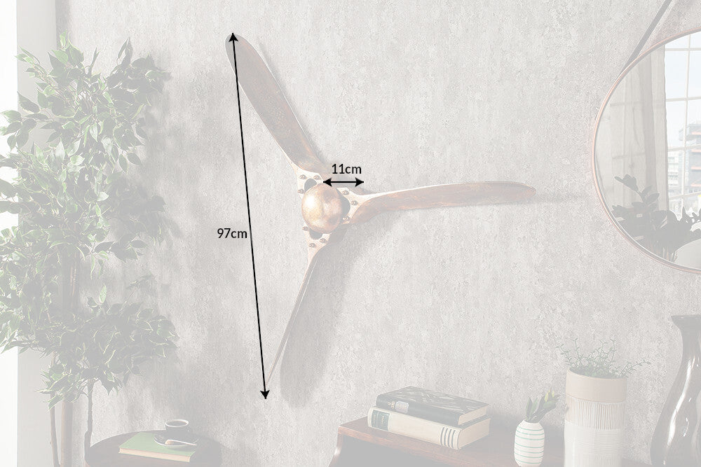 Wall decoration propeller SCREW 97cm mottled copper