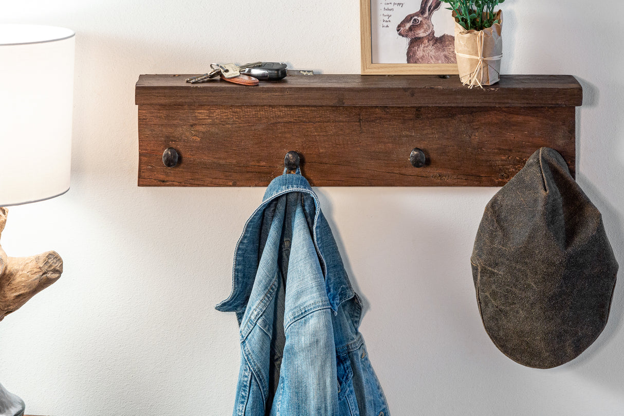 Wall coatrack HEMINGWAY 60cm recycled massive wood