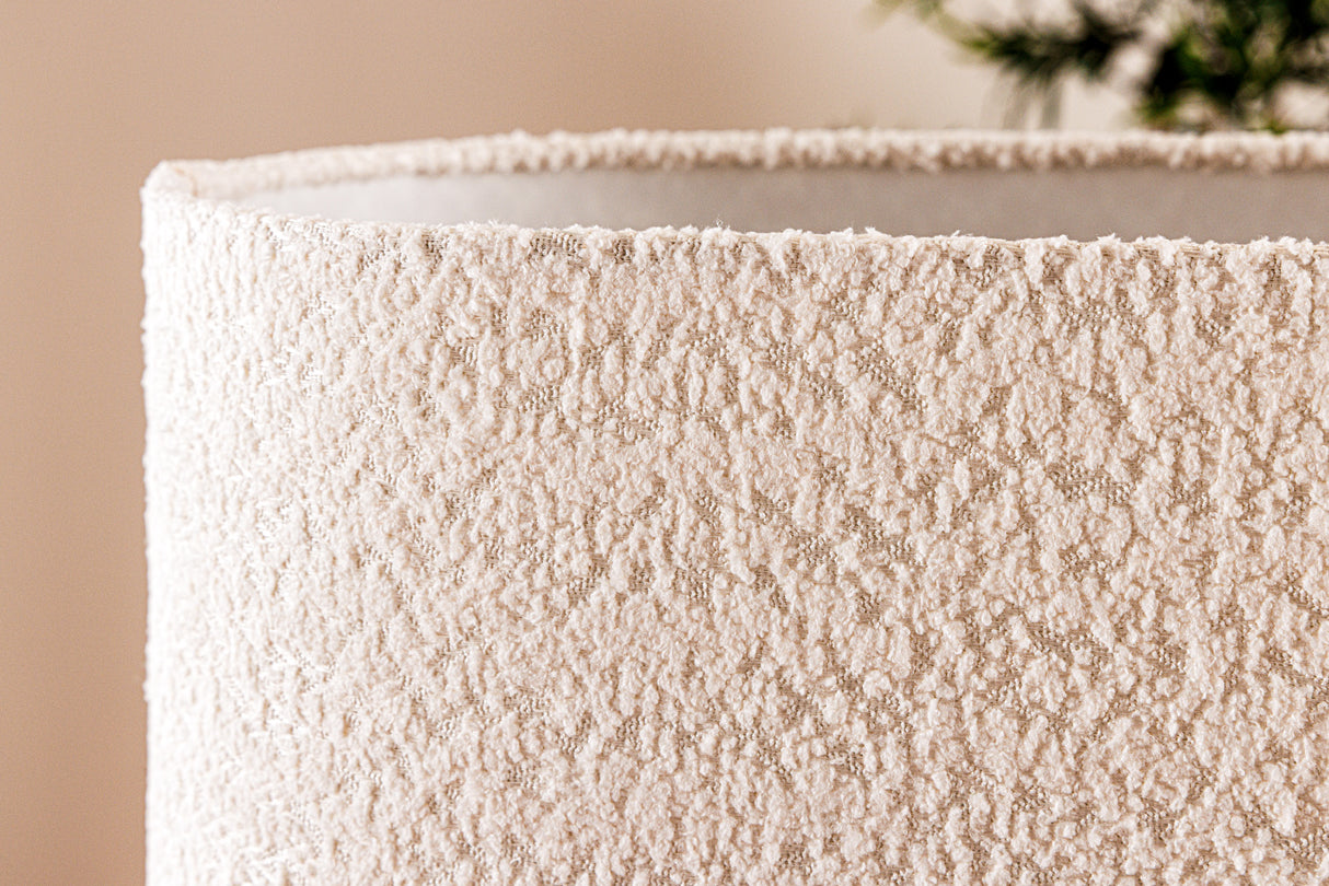 Table lamp LOVERS 60cm natural raintree wood lampshade bouclé white