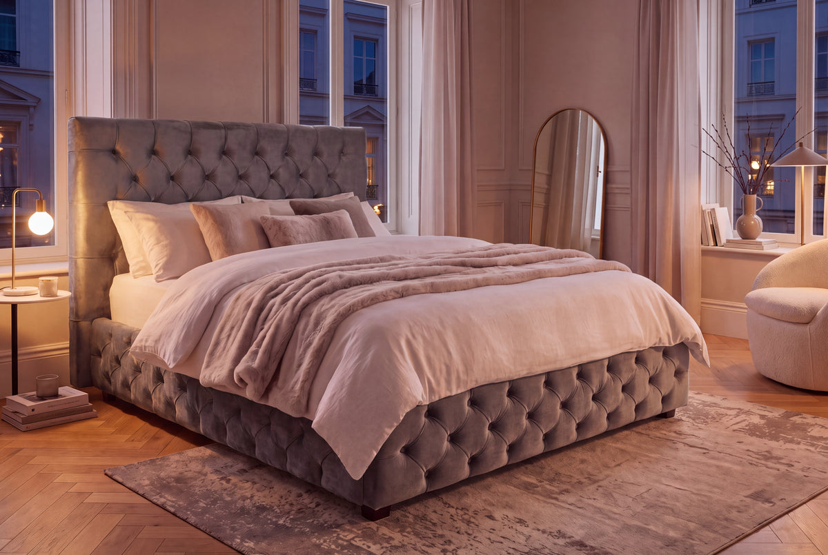Bed PARIS CHESTERFIELD 180x200cm velvet grey