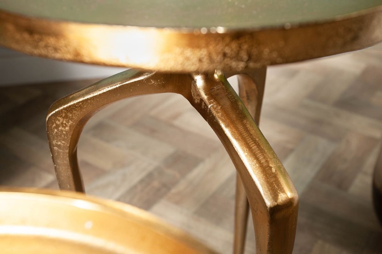 Side table ABSTRACT set of 2 gold