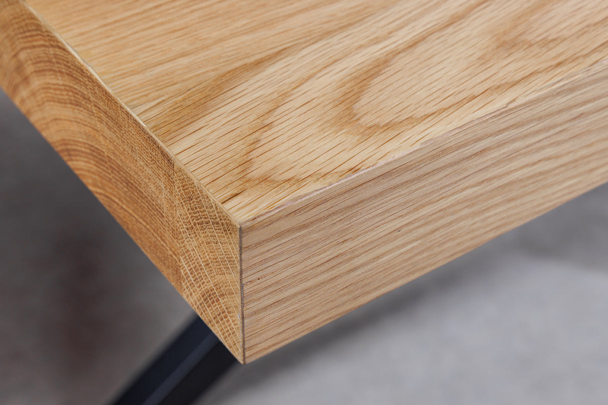 Dining table ZEUS 200cm natural oak wood look w/ black metal frame