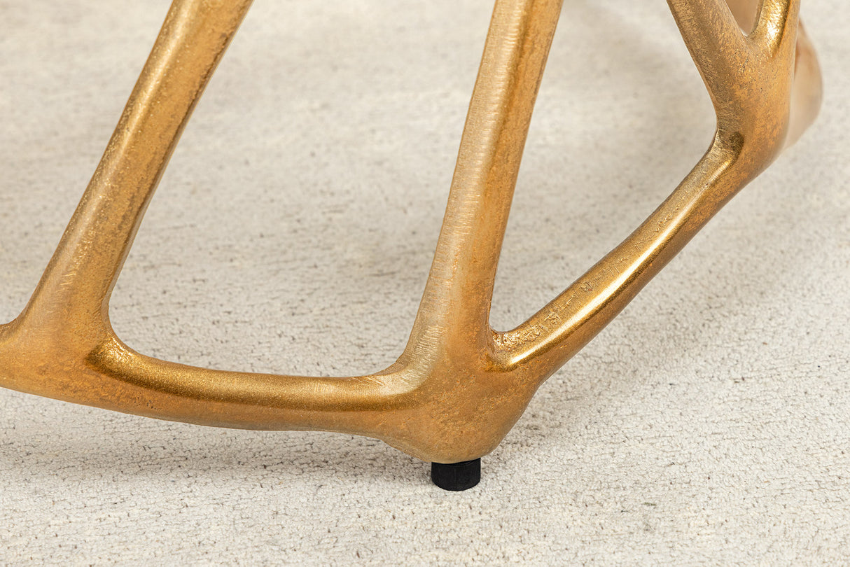 Beistelltisch LIQUID GEOMETRY 50cm gehärtetes Schwarzglas Gold