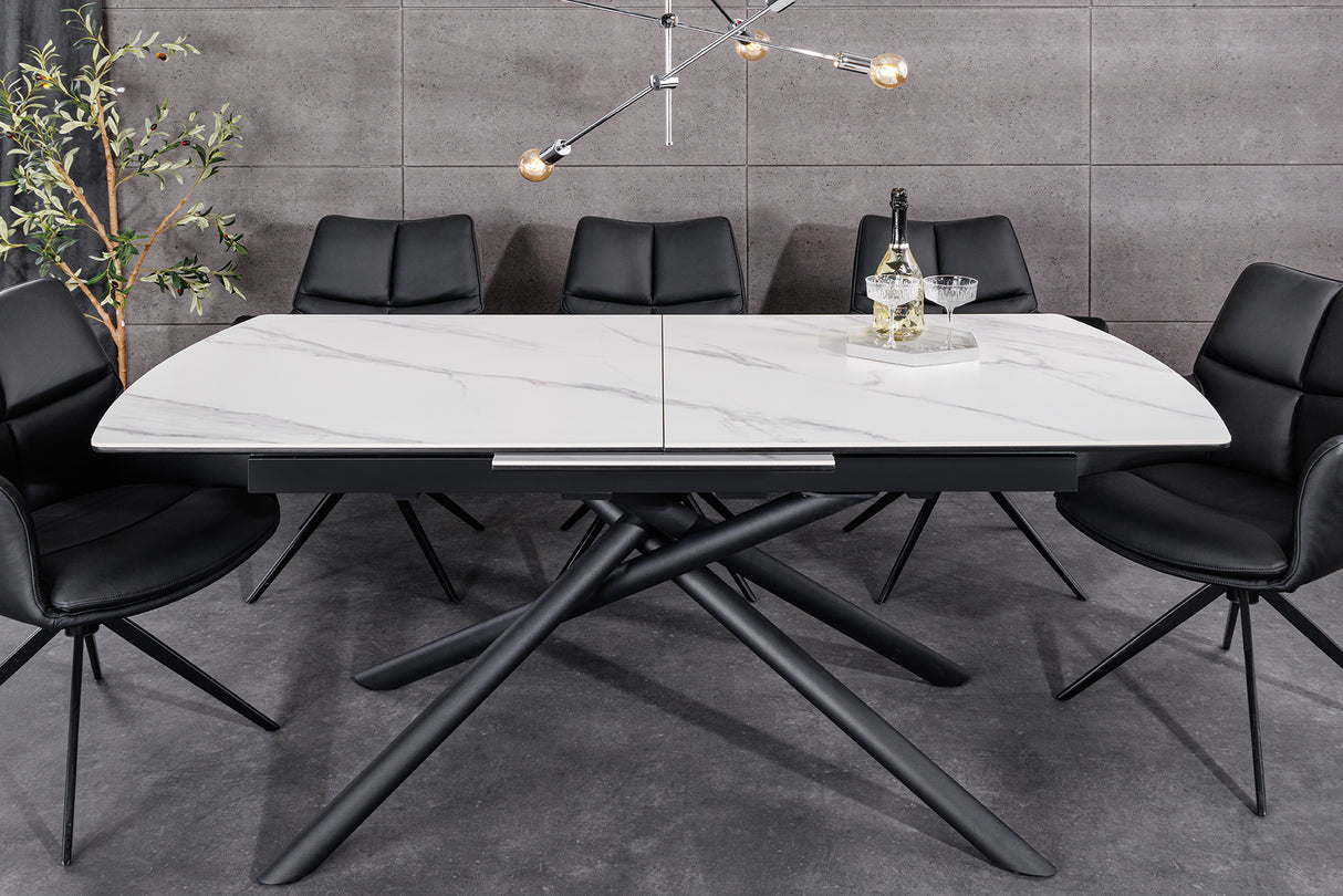 Dining table MIKADO 180-230cm extendable ceramic white marble top