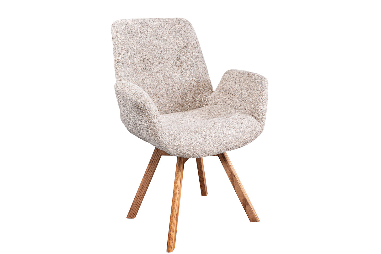Swivel chair BALTIC rotatable 360° w/ armrests bouclé beige natural