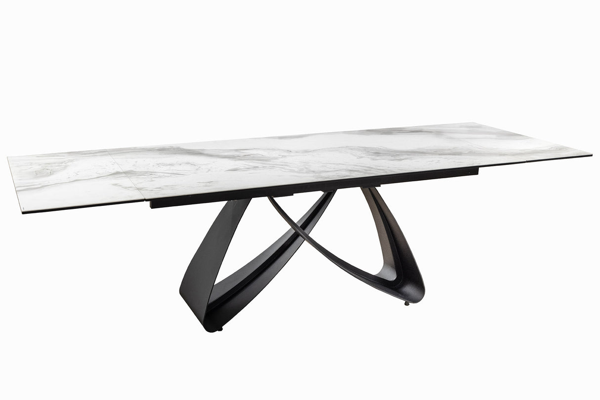 Dining table INFINITY 180-220-260cm marble look white ceramic tempered glass