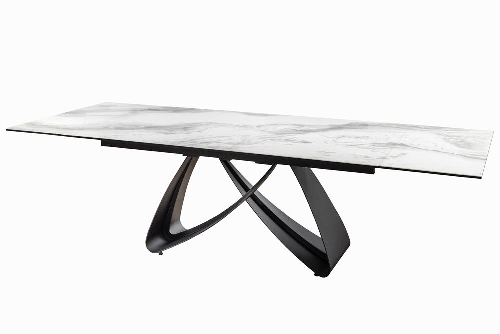 Dining table INFINITY 180-220-260cm extendable ceramic marble look white