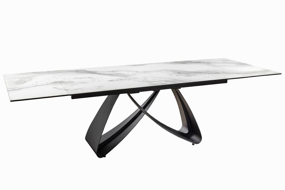 Dining table INFINITY 180-220-260cm extendable ceramic marble look white