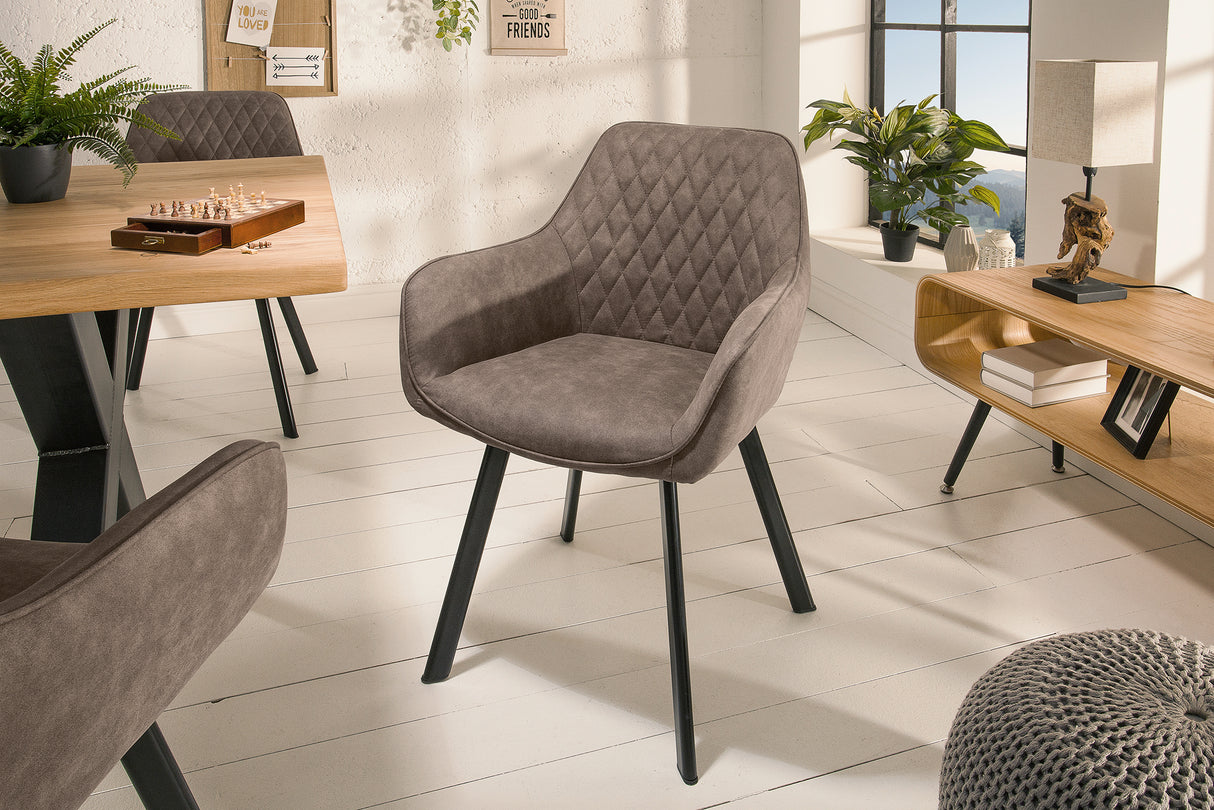 Chair PALERMO with armrests microfibre taupe