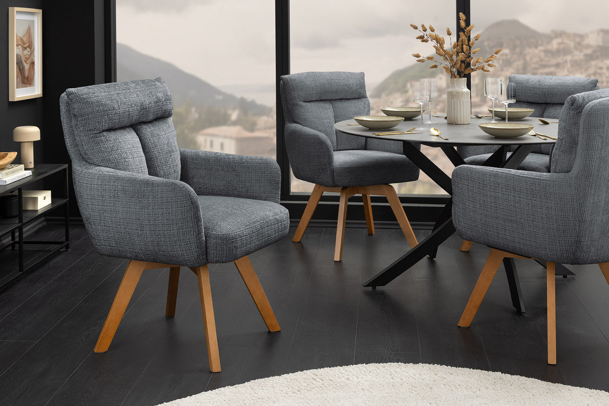 Drehstuhl BIG GEORGE mit Armlehnen, Chenille-Stoff grau, drehbar