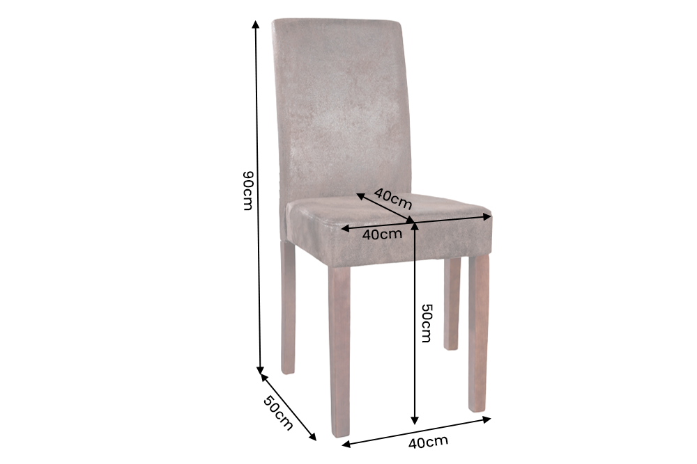 Chair GENUA microfibre vintage look cigar brown w/ rubberwood legs