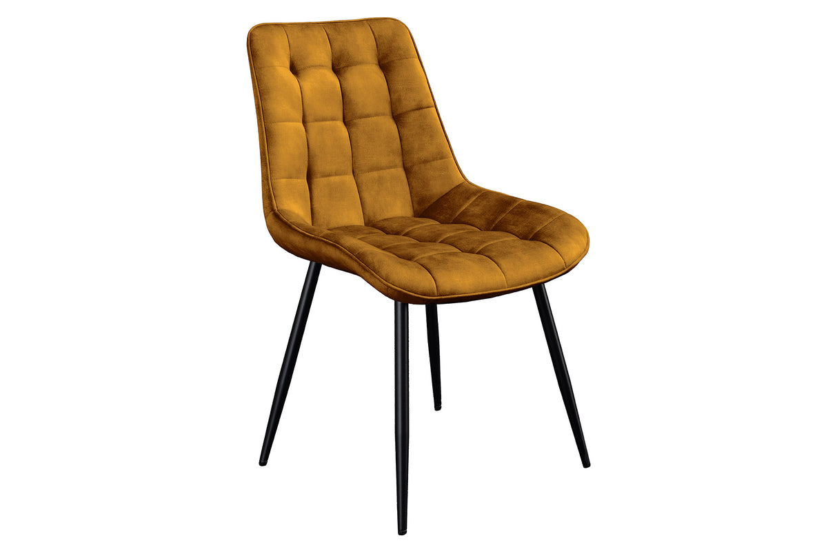 Stuhl ROADSTAR Samt senfgelb mit schwarzen Metallbeinen