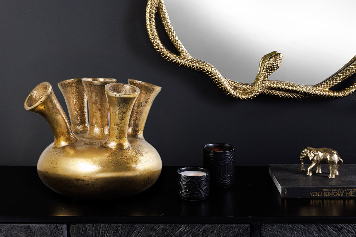 Vase KIYA 25cm gold 5 mit Blumenöffnungen