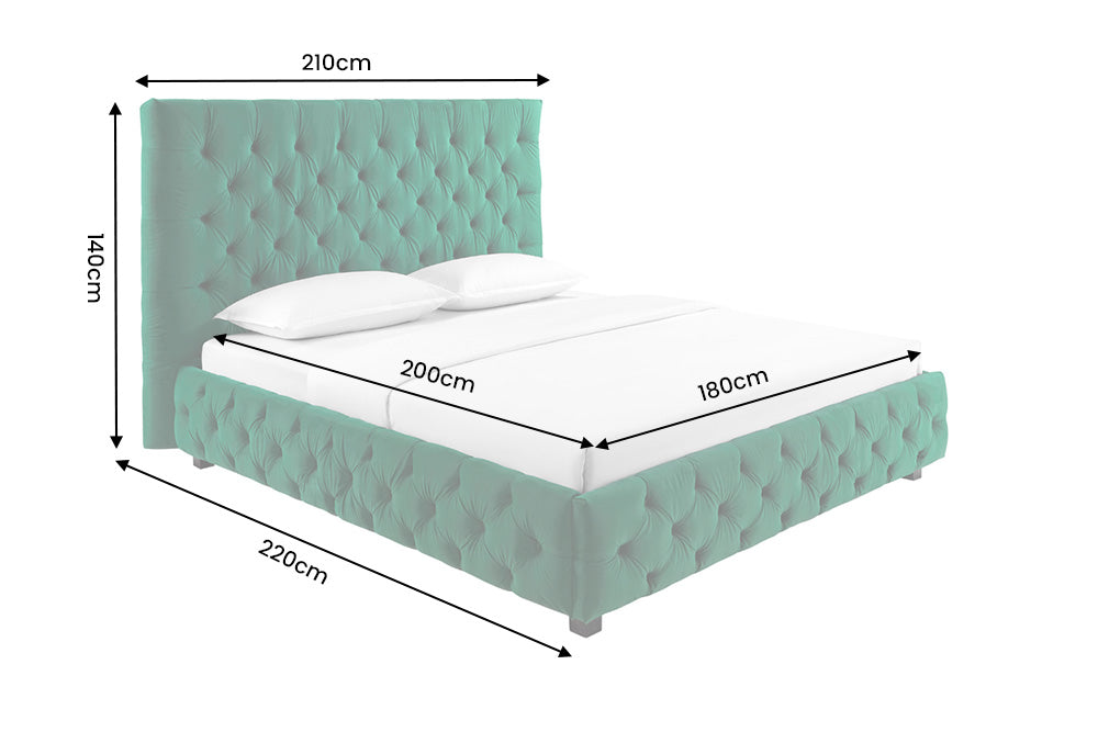 Bett PARIS CHESTERFIELD 180x200cm Samt dunkelgrün