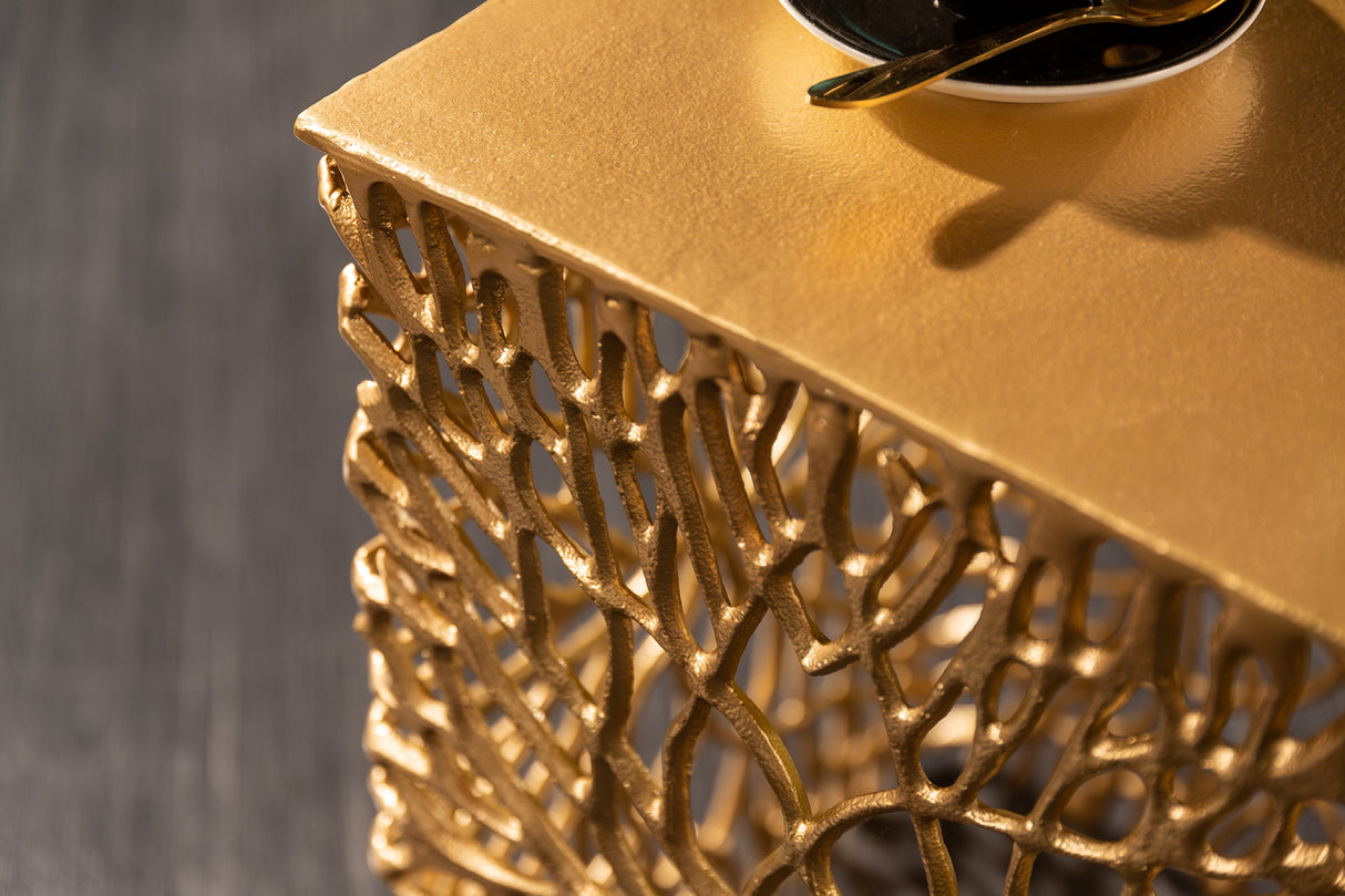 Side table LEAF 40-45cm set of 2 gold