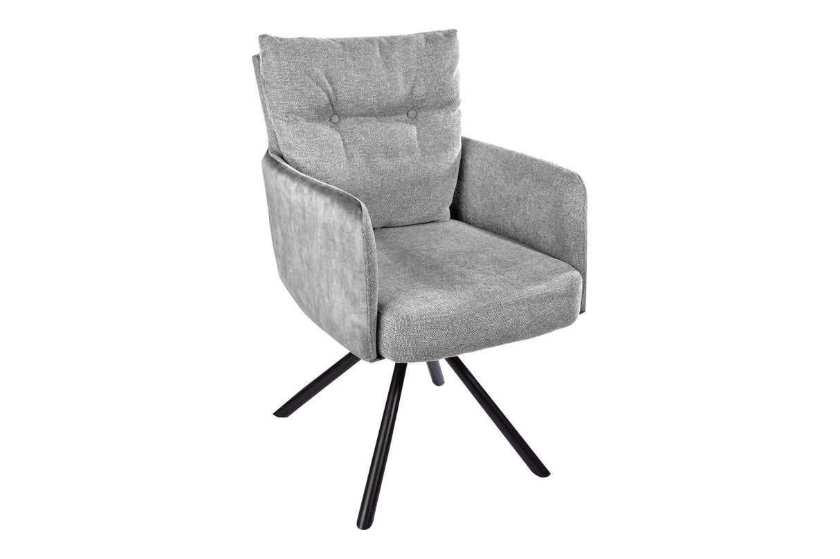 Swivel chair BIG GEORGE with armrests flat woven fabric grey rotatable