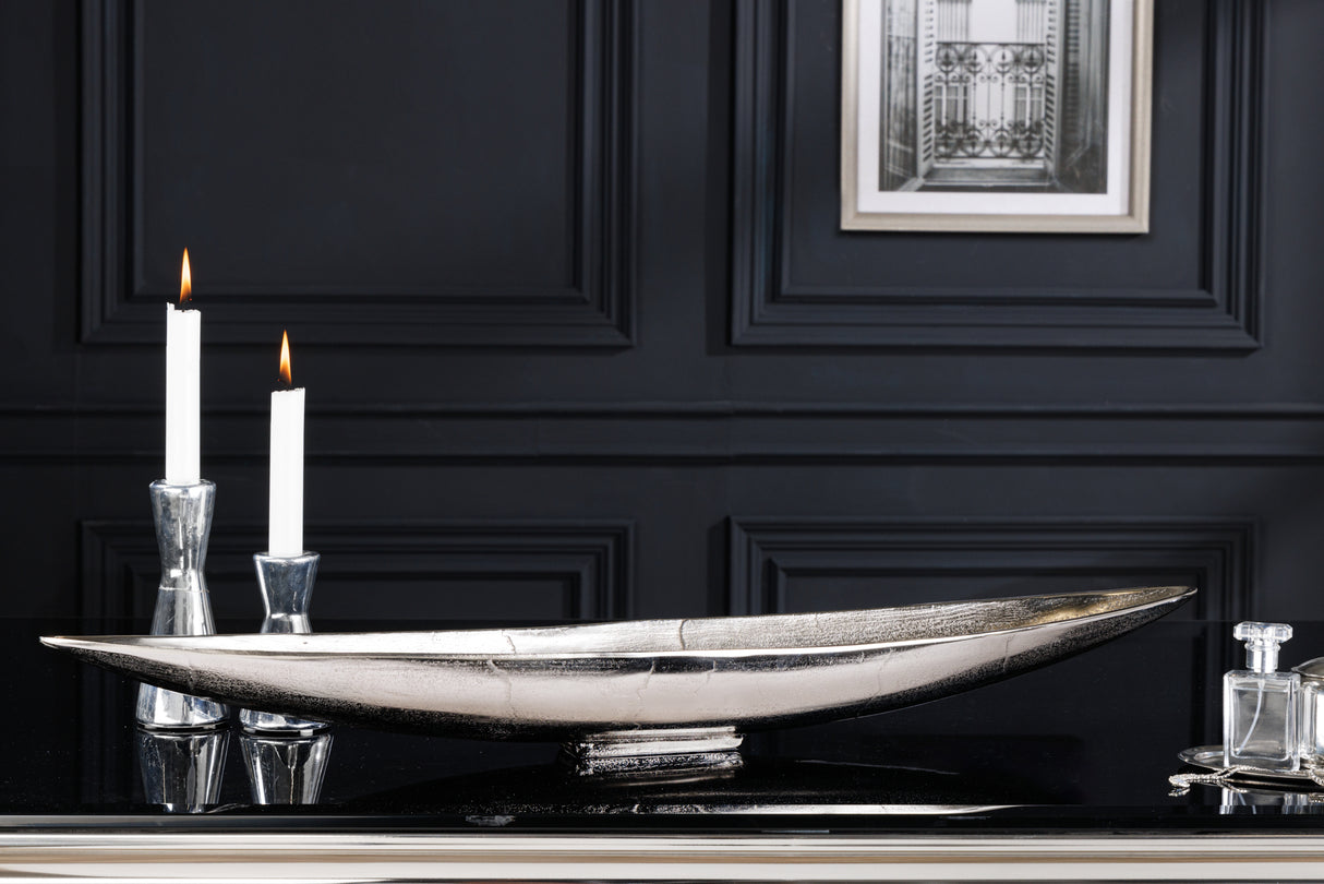 Dekoschale SILVER LEAF 80cm antik silber Aluminium