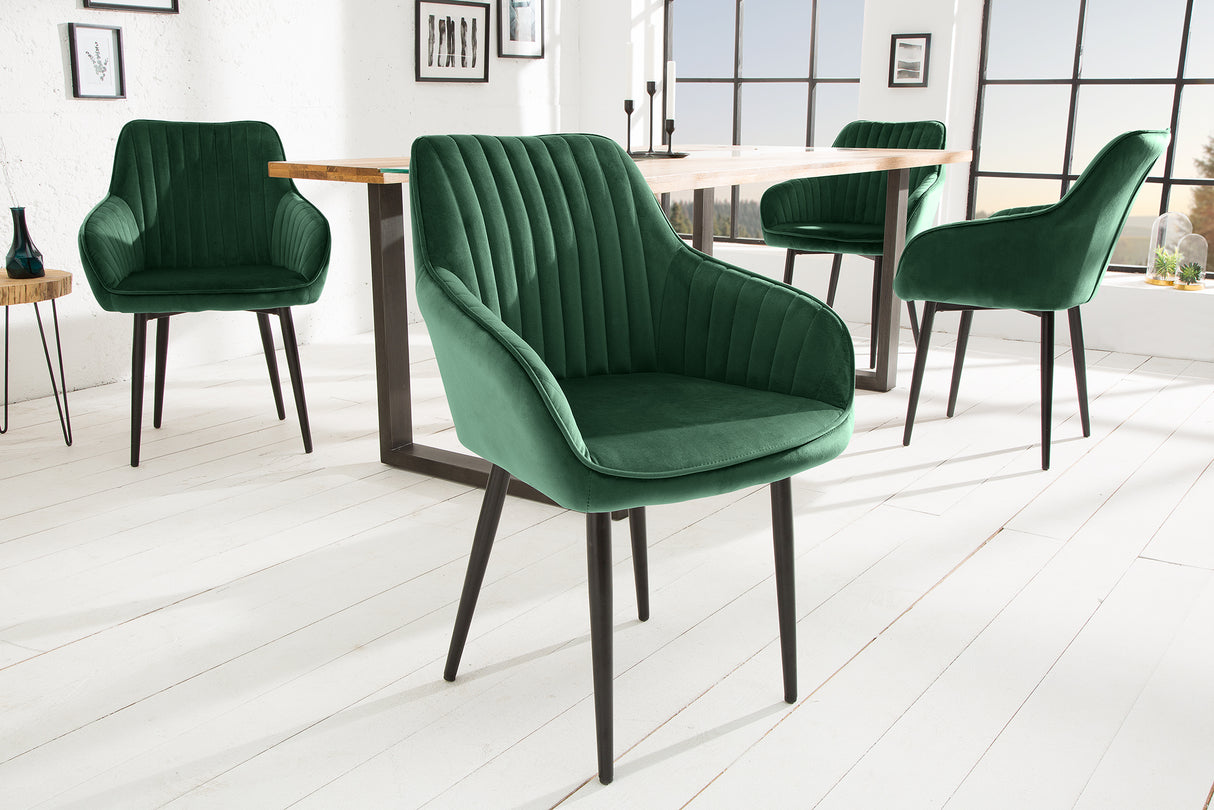 Stuhl TURIN mit Armlehnen Samt smaragdgrün