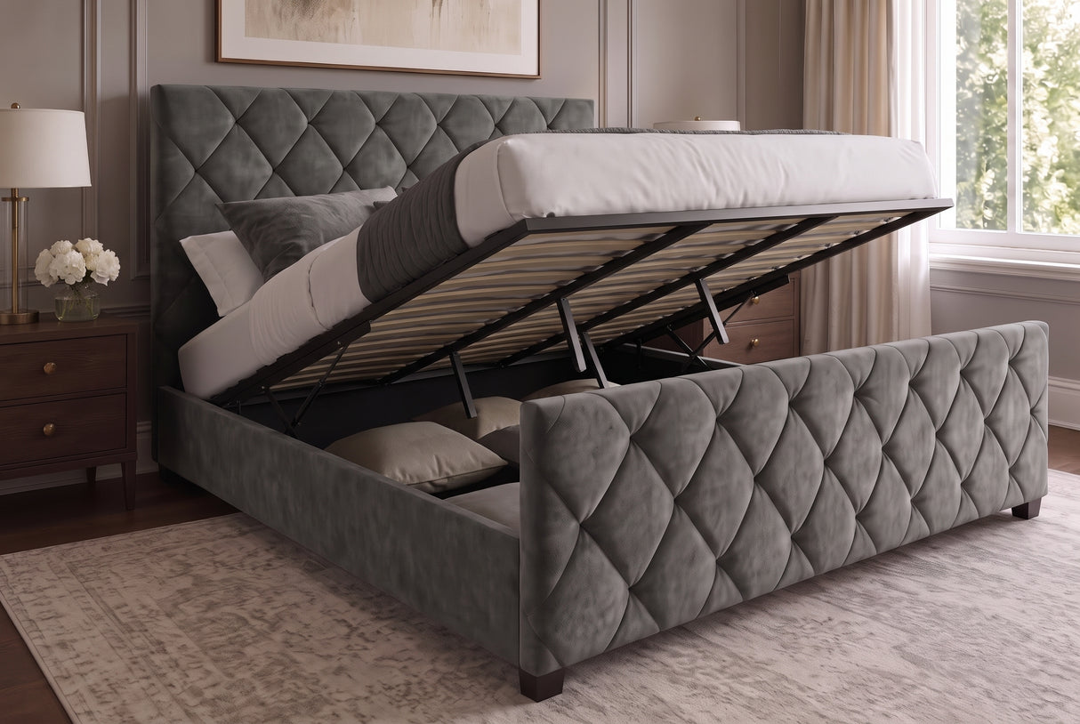 Bett ELYSIUM 180x200cm mit Stauraum Samt dunkelgrau