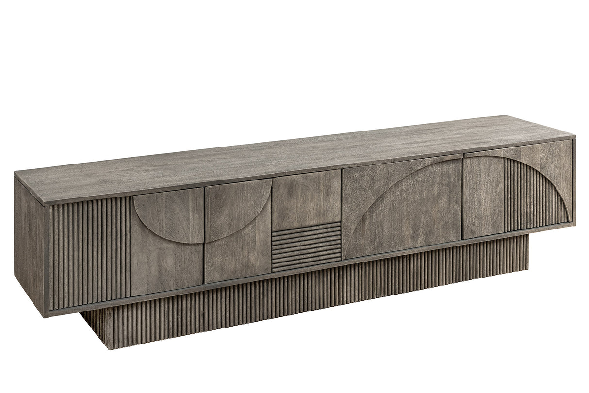 TV-Board ART DECO 200cm 3D Mangoholz Rauchgrau Optik