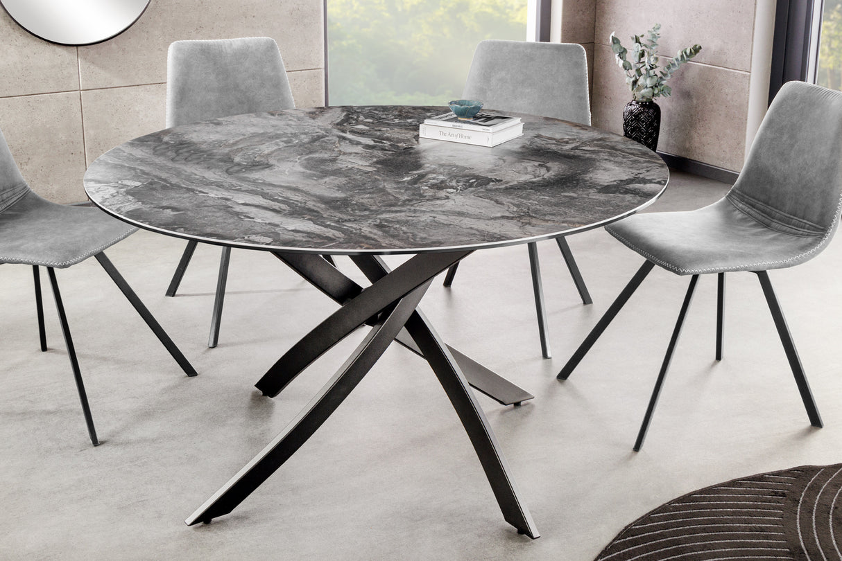 Esstisch ALPINE Ø 120cm rund Keramik Marmoroptik taupe