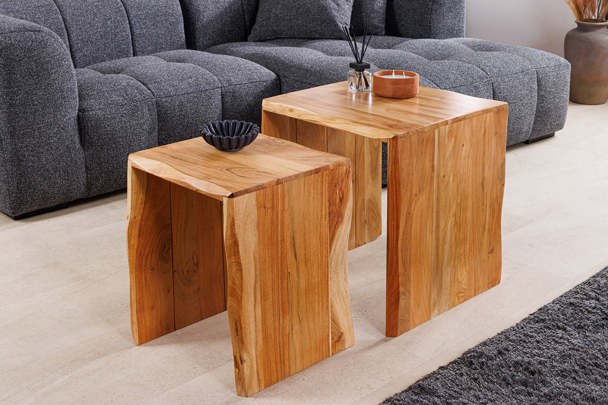 Beistelltisch MAMMUT 55cm 2er Set Akazienholz natur