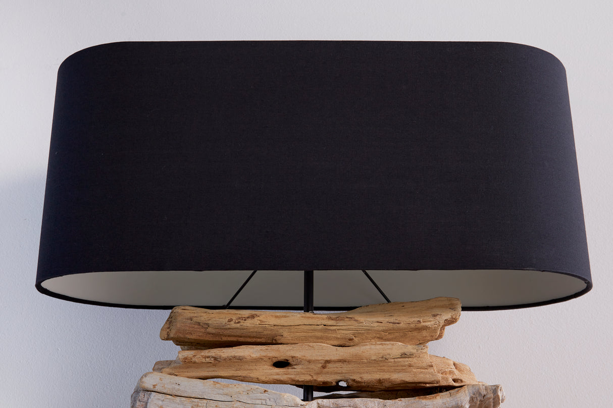 Table lamp RIVERINE II driftwood black linen shade