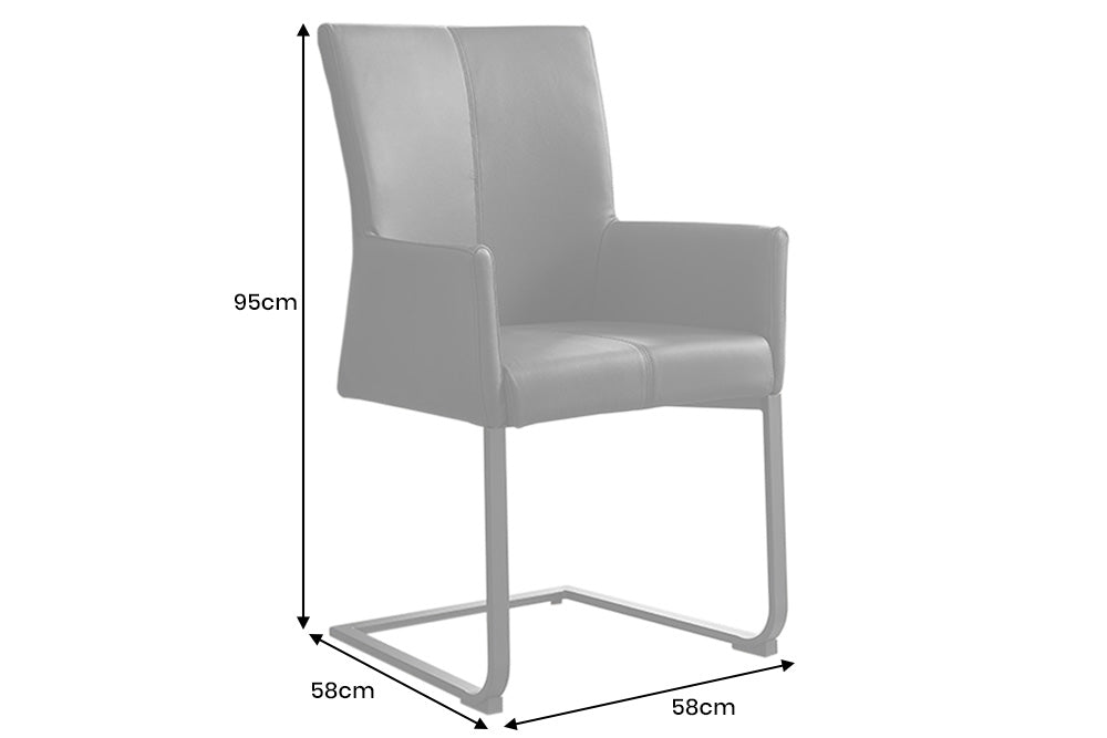 Freischwinger SAMSON mit Griff und Armlehnen Leder taupe grau