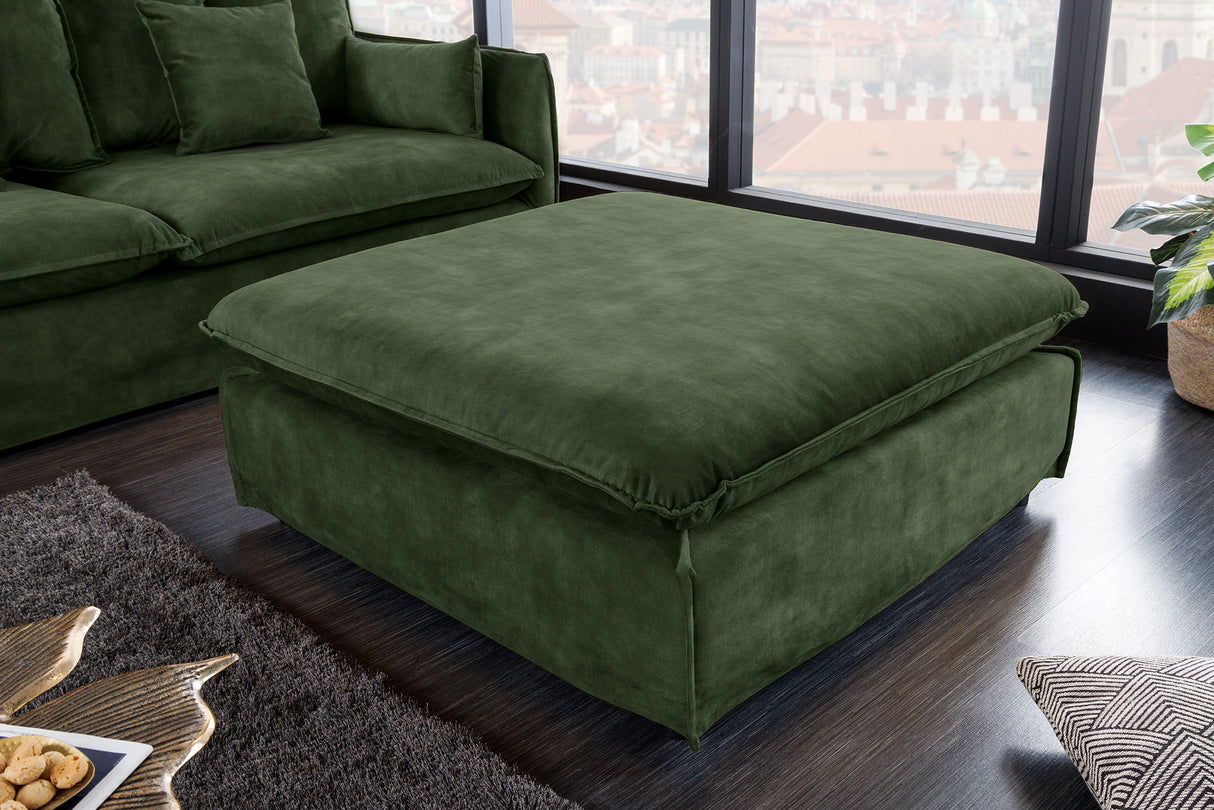 Hocker HEAVEN 100cm abnehmbarer Bezug Samt dunkelgrün