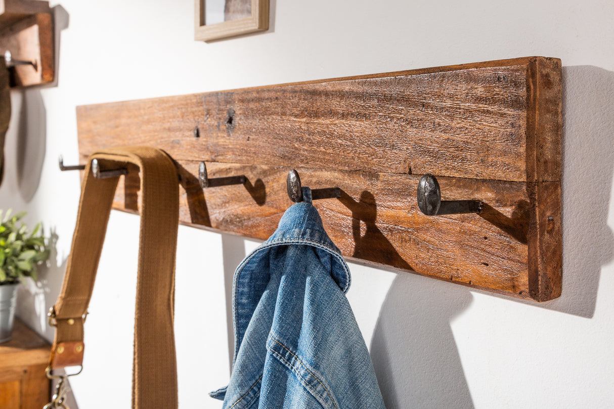 Wall coatrack HEMINGWAY 90cm recycled massive wood