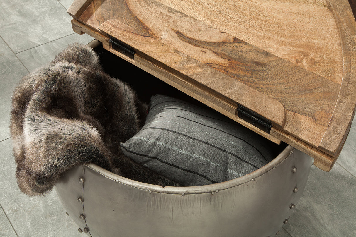 Couchtisch DRUMP STORAGE 68cm massives Mangoholz natur