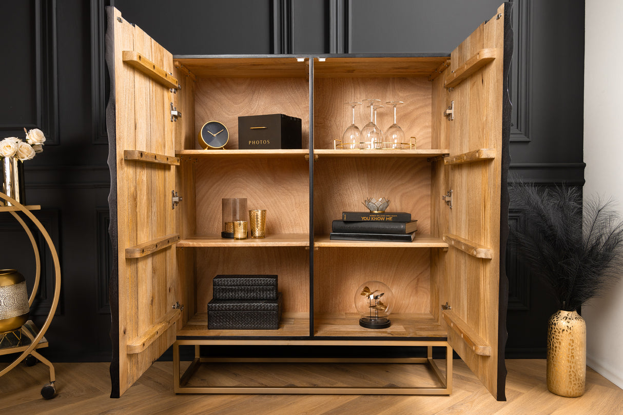 Highboard VULCANO 120cm 3D mosaic mango wood black white