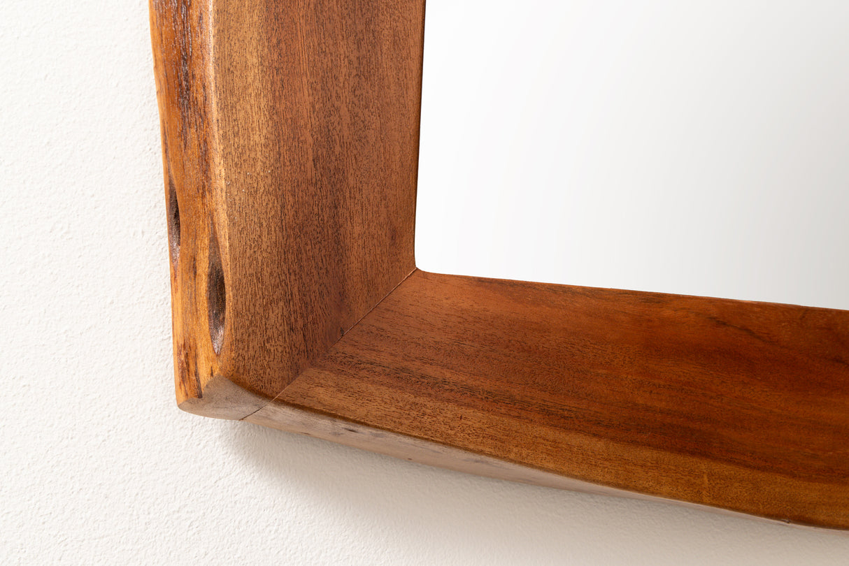 Wall mirror MAMMUT 100cm natural edge brown acacia wood