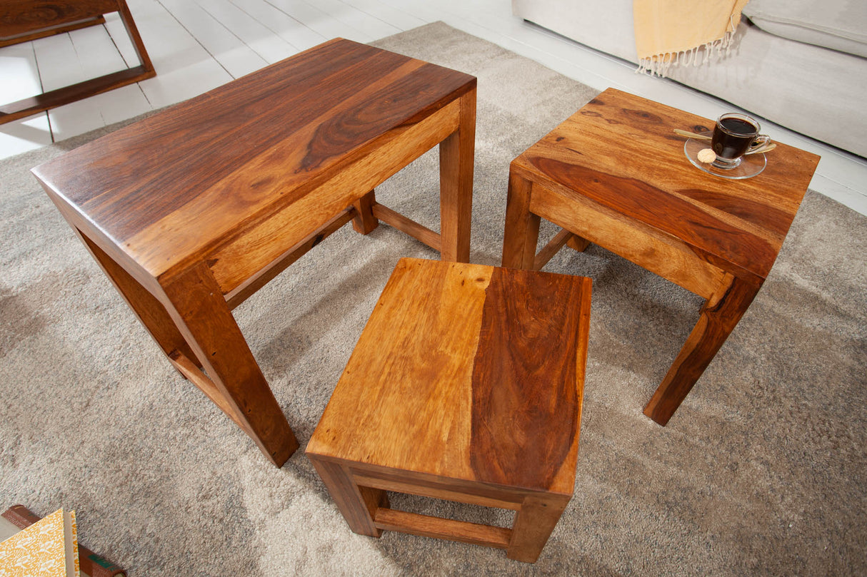 Side table MONSOON 25-45cm set of 3 sheesham wood natural
