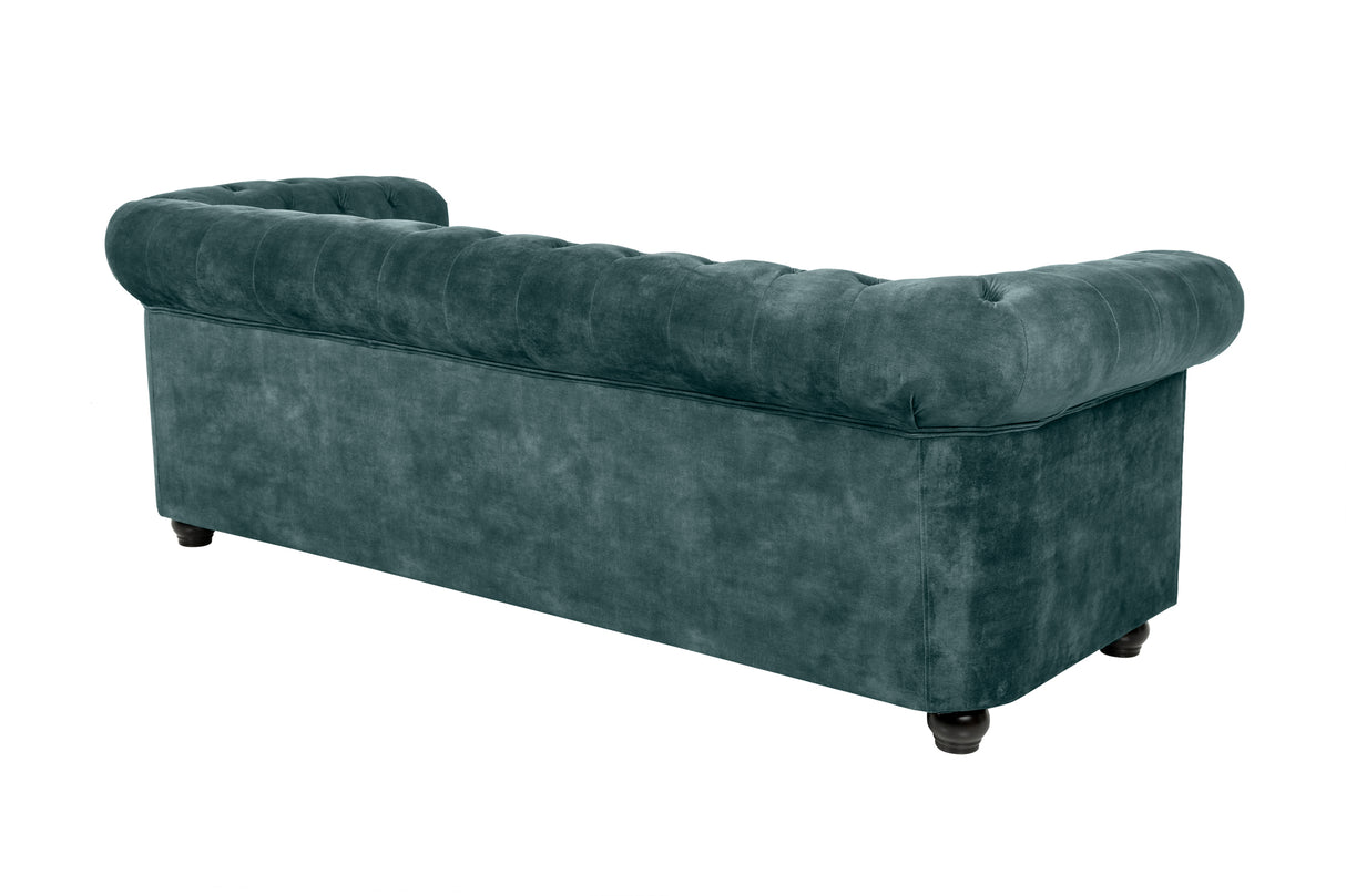Sofa CHESTERFIELD 205cm 3-seater velvet teal